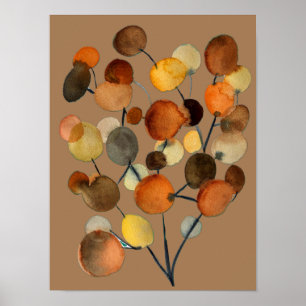 Abstrakt brun Autumn Earth Träd art Poster