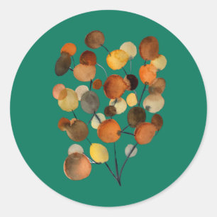 Abstrakt brun Autumn Earth Träd art Runt Klistermärke