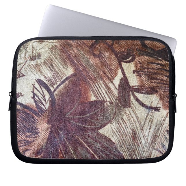 Abstrakt Brun Blommig Design 1 Laptop Sleeve (Framsidan)