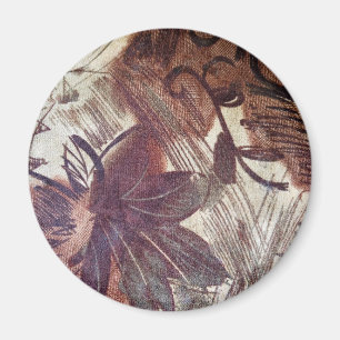 Abstrakt Brun Blommig Design 1 Magnet