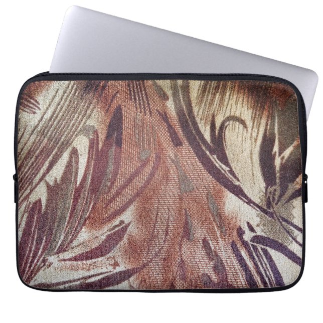 Abstrakt Brun Blommig Design 2 Laptop Sleeve (Framsidan)
