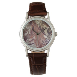 Abstrakt Brun Blommigt design 2 Armbandsur