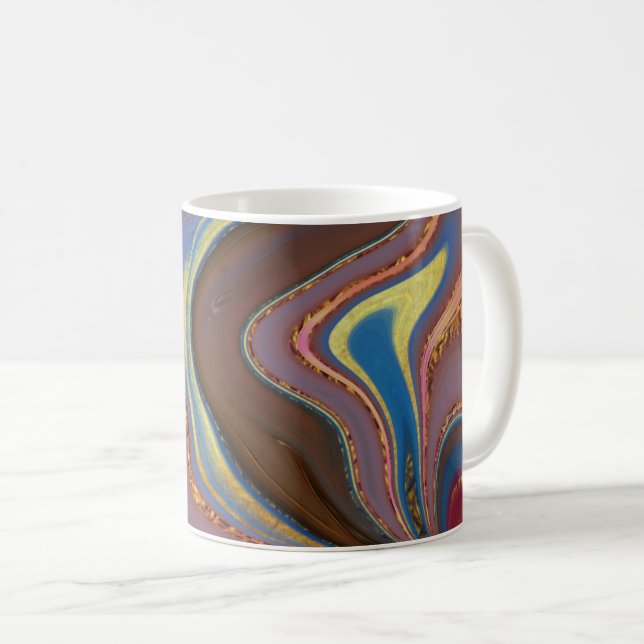 abstrakt brun mönster kaffemugg (Framsida höger)