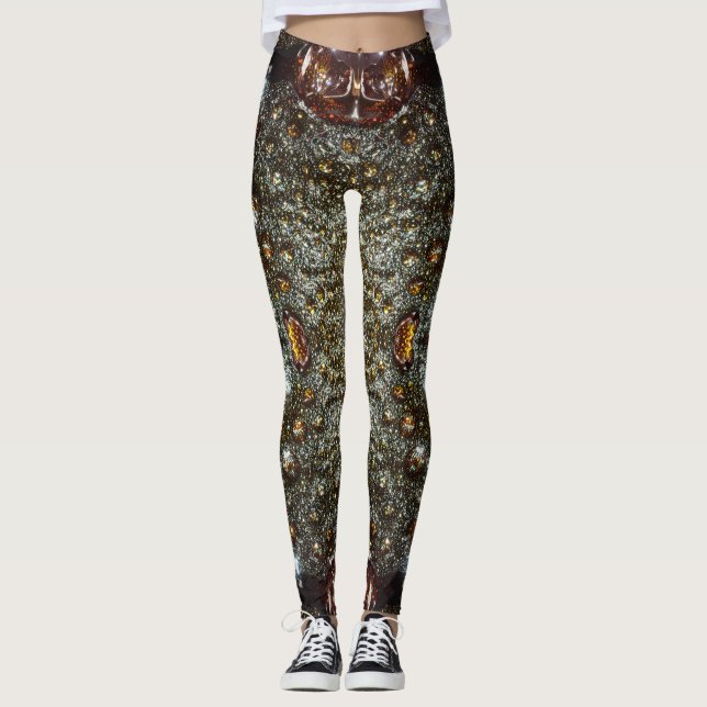 Abstrakt brun, mörk grått struktur mönster leggings (Framsida)