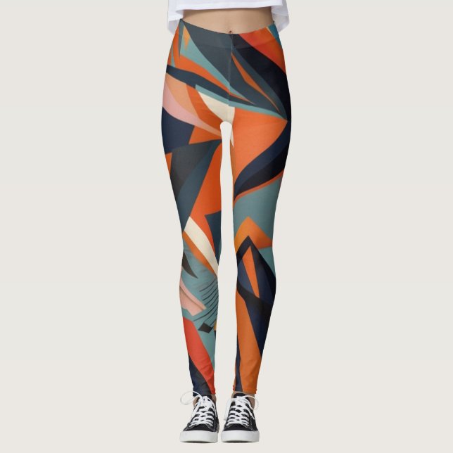 abstrakt brun och chakolat färg pub leggings (Framsida)