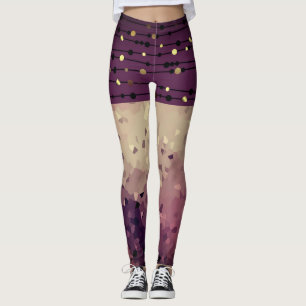 Abstrakt, brun, rosa, rosa-bruna baljväxter leggings
