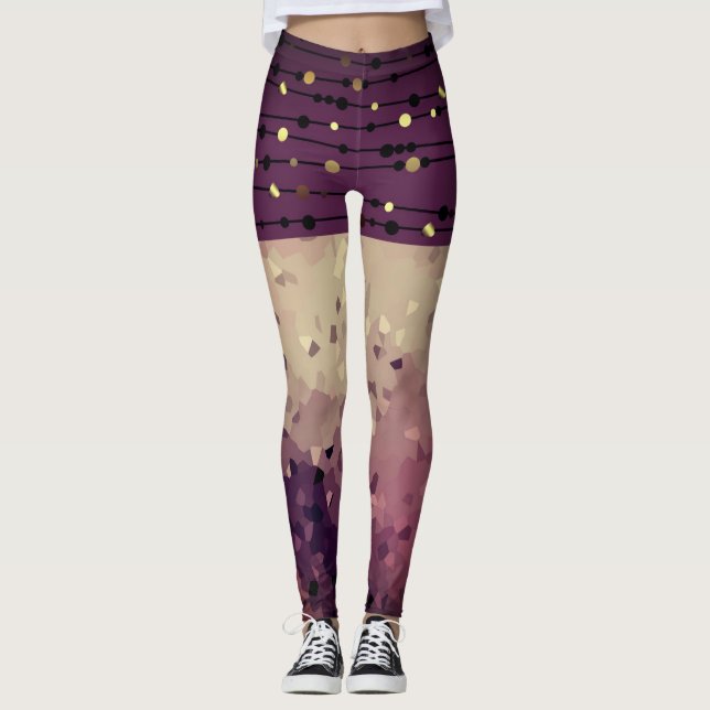 Abstrakt, brun, rosa, rosa-bruna baljväxter leggings (Framsida)