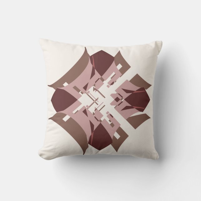 Abstrakt Brun Tan Rosa Vit Diamant Blommotiv Kudde (Framsida)