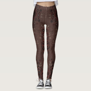 Abstrakt bruna blommor med guld leggings