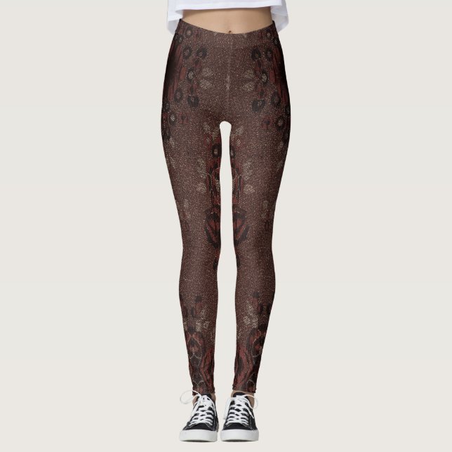 Abstrakt bruna blommor med guld leggings (Framsida)