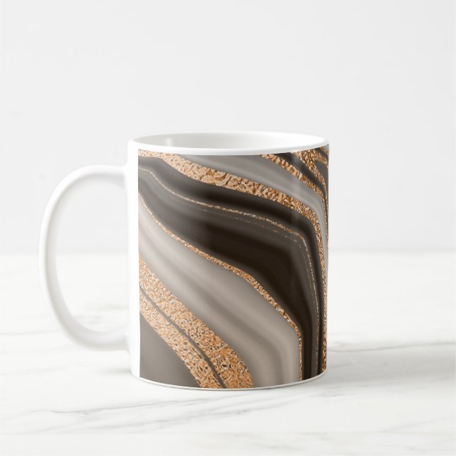 Abstrakt brunmarmor med guld struktur kaffemugg (Vänster)
