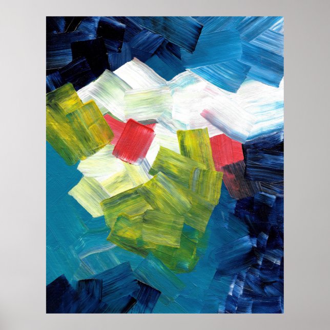 Abstrakt Brushstrokes i blått, Grönt och rött Poster (Framsidan)