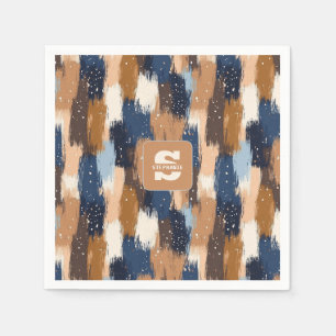 Abstrakt Brushstrokes i Blue, White & Brown (2) Pappersservett