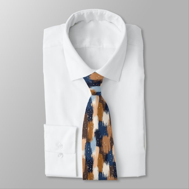 Abstrakt Brushstrokes i Blue, White & Brown (2) Slips (Bunden)