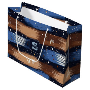 Abstrakt Brushstrokes i Blue, White & Brown (3)