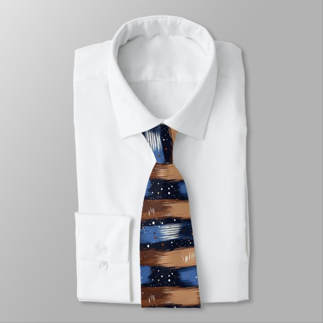 Abstrakt Brushstrokes i Blue, White & Brown (3) Slips (Bunden)