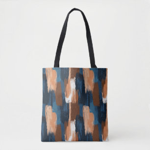 Abstrakt Brushstrokes i Blue, White & Brown Tygkasse