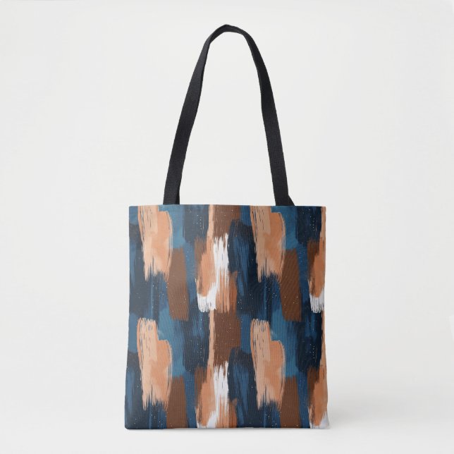 Abstrakt Brushstrokes i Blue, White & Brown Tygkasse (Framsida)