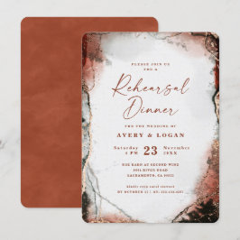 Abstrakt Bruten Orange Bröllop Rehearsal Middag Inbjudningar