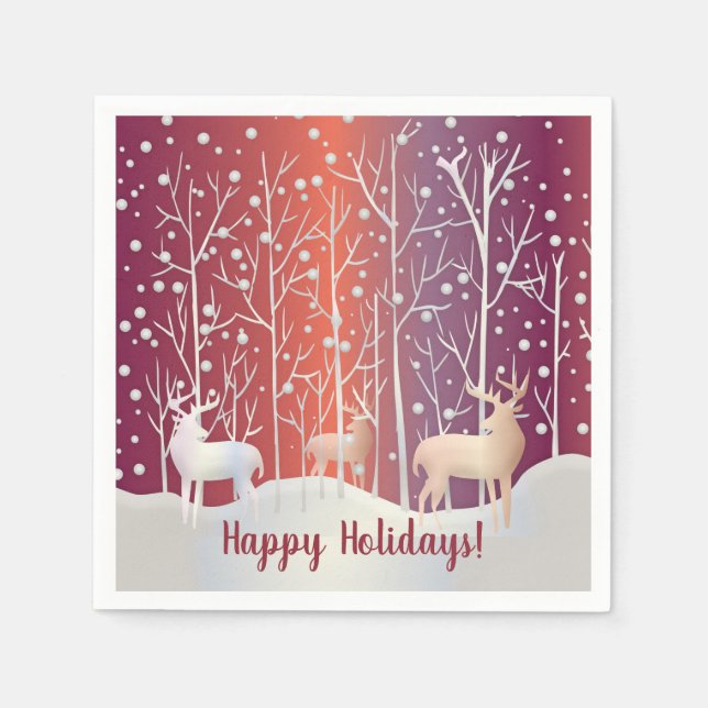 Abstrakt Bucks, Träd och Snö Pappersservett (Framsidan)