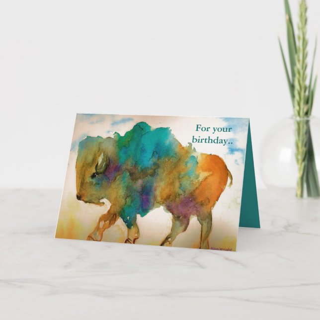 Abstrakt Buffalo Birthday Card Kort (Framsida)