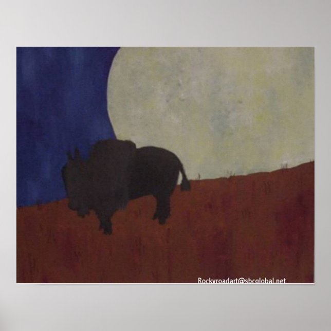 Abstrakt Buffalo på natten Poster (Framsidan)