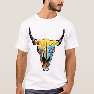 Abstrakt Bull Bovine Skull Animal Art T Shirt