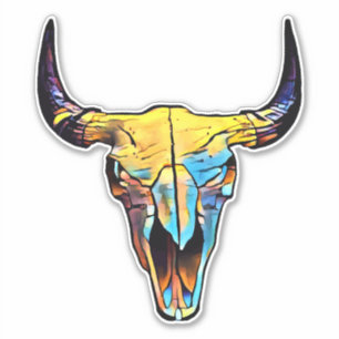 Abstrakt Bull Bovine Skull Art. Klistermärken