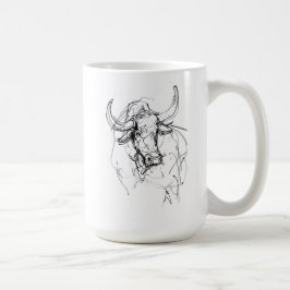 Abstrakt Bull Porträtt Sketch Kaffemugg