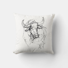 Abstrakt Bull Porträtt Sketch Kudde