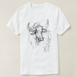 Abstrakt Bull Porträtt Sketch T Shirt