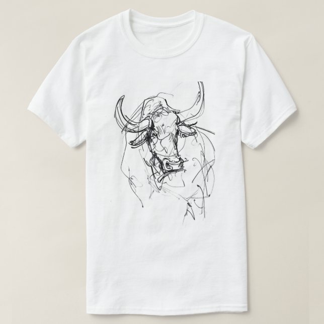 Abstrakt Bull Porträtt Sketch T Shirt (Design framsida)