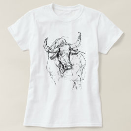 Abstrakt Bull Porträtt Sketch T Shirt