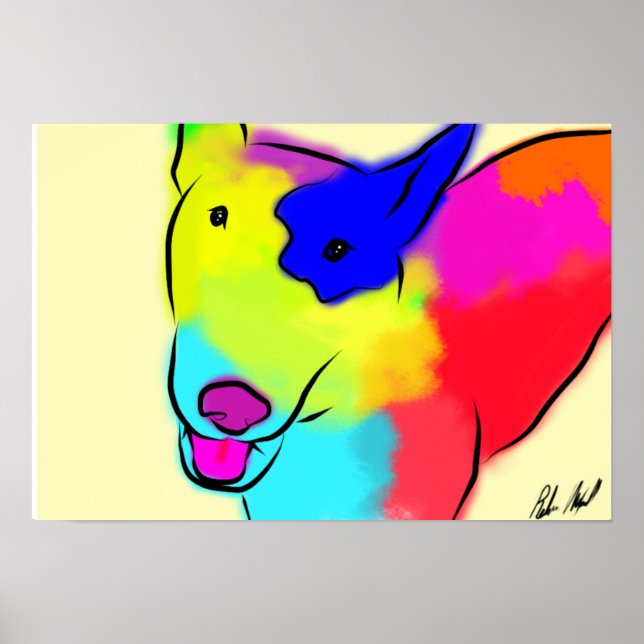 Abstrakt Bull Terrier Poster (Framsidan)