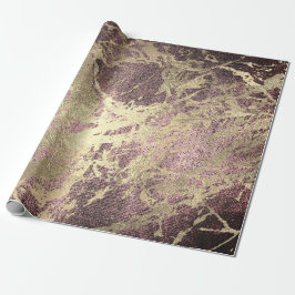 Abstrakt Burgundy Paint Golden Metallic Strokes Presentpapper