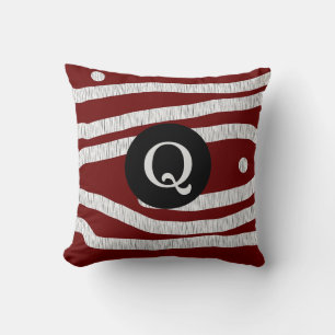 Abstrakt "Burgundy Vin" Monogram Dekorativ kudde