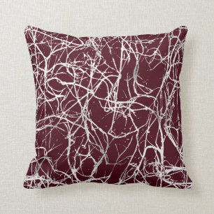 Abstrakt Burgundy White Grått Nerves Venes Kudde