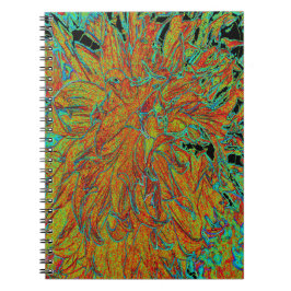 Abstrakt Burnt Orange och Grönt Dahlia Bloom Anteckningsbok