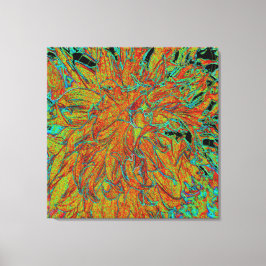 Abstrakt Burnt Orange och Grönt Dahlia Bloom Canvastryck