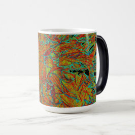 Abstrakt Burnt Orange och Grönt Dahlia Bloom Magisk Mugg
