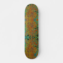Abstrakt Burnt Orange och Grönt Dahlia Bloom Mini Skateboard Bräda 18,5 Cm