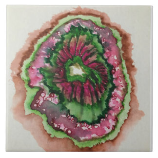 Abstrakt Burst Rosa och Grönt Kakelplatta