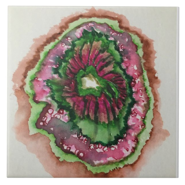 Abstrakt Burst Rosa och Grönt Kakelplatta (Framsidan)