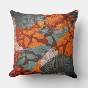 Abstrakt Burst Scratch Orange Teal Blå Grön Kudde