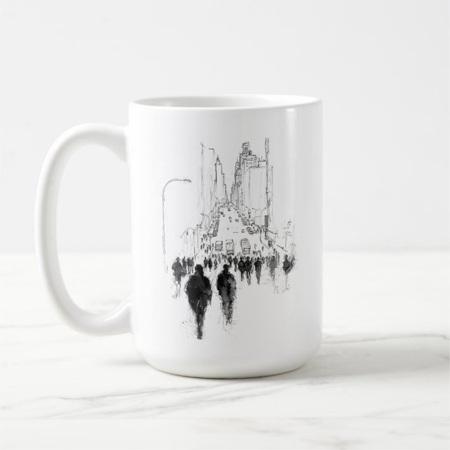 Abstrakt Busy Street Scene Kaffemugg (Vänster)