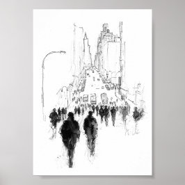 Abstrakt Busy Street Scene Poster