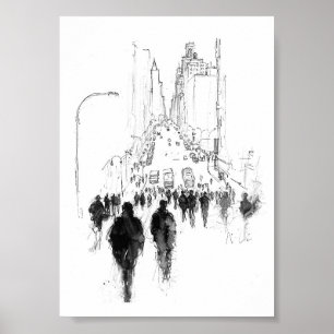 Abstrakt Busy Street Scene Poster