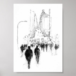 Abstrakt Busy Street Scene Poster