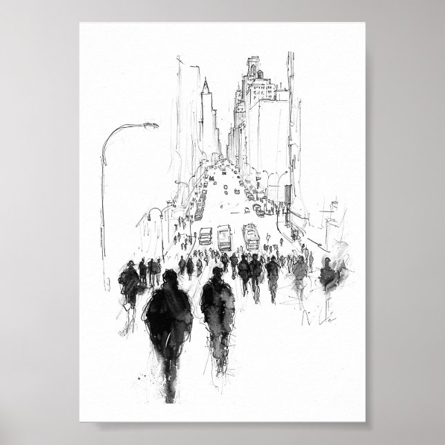 Abstrakt Busy Street Scene Poster (Framsidan)