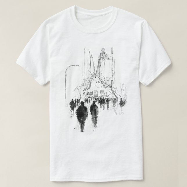 Abstrakt Busy Street Scene T Shirt (Design framsida)